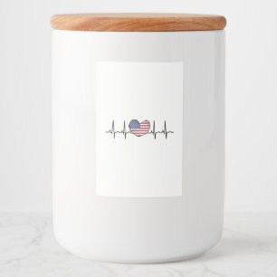 US Flag Heartbeat ECG Electrocardiography Food Label