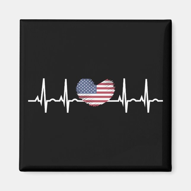 US Flag Heartbeat ECG Electrocardiography Magnet (Front)
