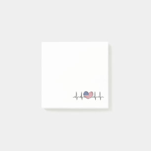 US Flag Heartbeat ECG Electrocardiography Post-it Notes