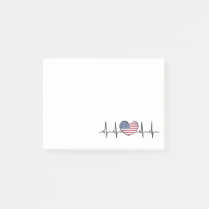 US Flag Heartbeat ECG Electrocardiography Post-it Notes