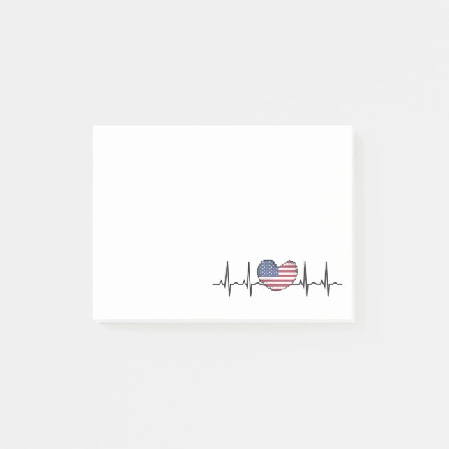 US Flag Heartbeat ECG Electrocardiography Post-it Notes (Front)