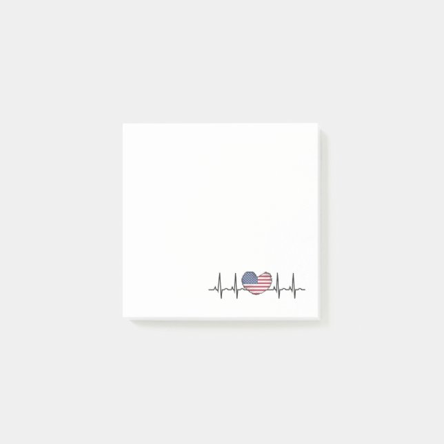 US Flag Heartbeat ECG Electrocardiography Post-it Notes (Front)