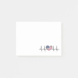 US Flag Heartbeat ECG Electrocardiography Post-it Notes