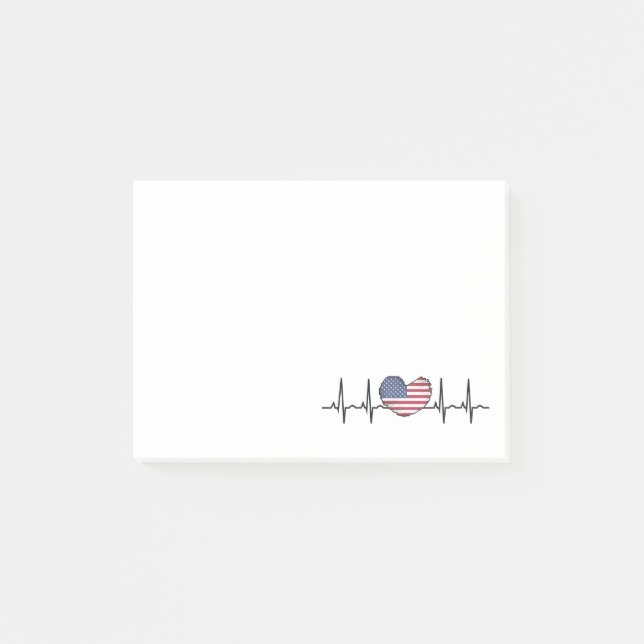 US Flag Heartbeat ECG Electrocardiography Post-it Notes (Front)