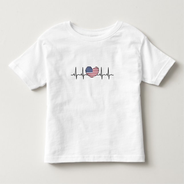 US Flag Heartbeat ECG Electrocardiography Toddler T-Shirt (Front)