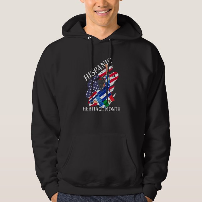 US Flag Hispanic Countries Flags Hispanic Heritage Hoodie (Front)