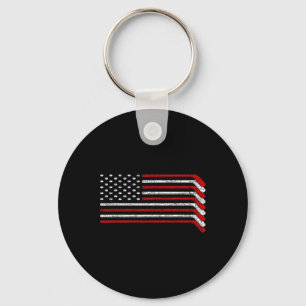 Us Flag Hockey Stick Patriotic American Hockey Pla Key Ring