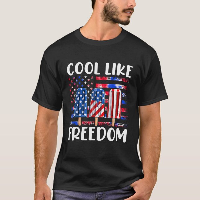 Us Flag Ice Cream Patriotic Popsicles 4th Of July T-Shirt (Front)