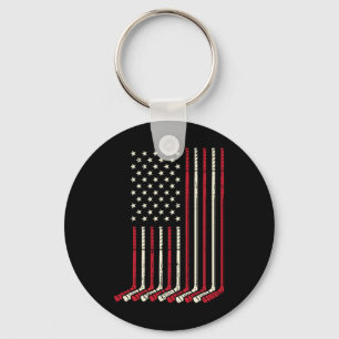 Us Flag Ice Hockey Vintage Patriotic Player Men Wo Key Ring