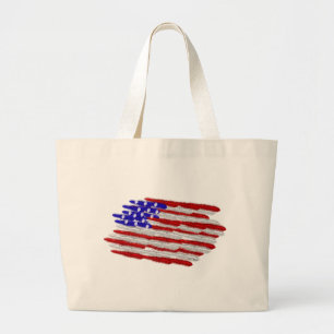 US Flag  in Feathers Large Tote Bag