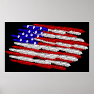 US Flag in Feathers Print