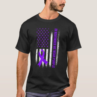 US Flag In November We Wear Purple Epilepsy Awaren T-Shirt