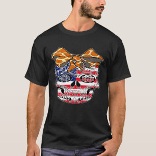 Us Flag July 4th Sugar Skullgiraffe Animal Print B T-Shirt