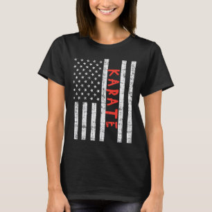 Us Flag Karate Vintage Patriotic Martial Arts Amer T-Shirt