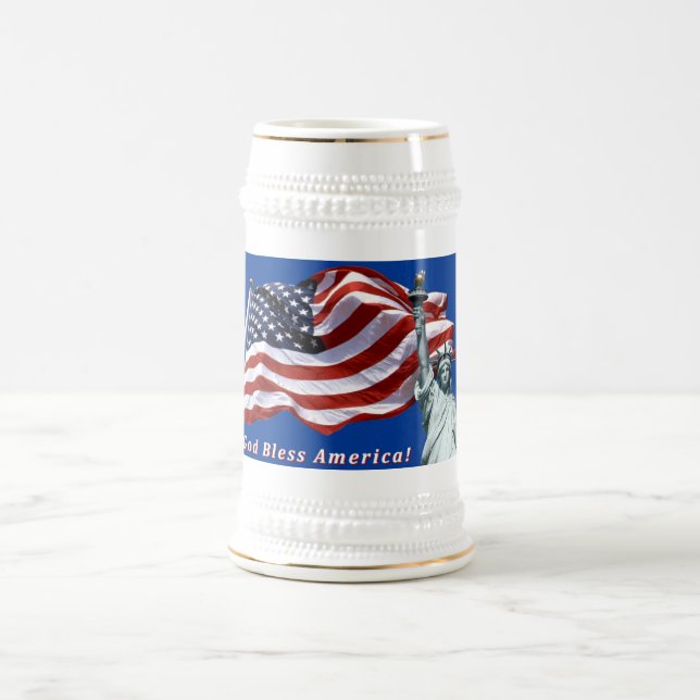 US Flag Liberty Stein - God Bless America W (Center)