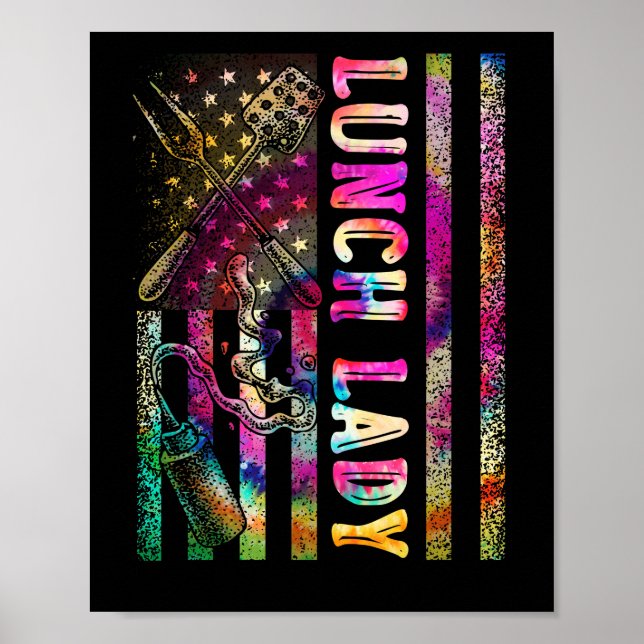 US Flag Lunch Lady Back To School Chef Cook Poster (Front)