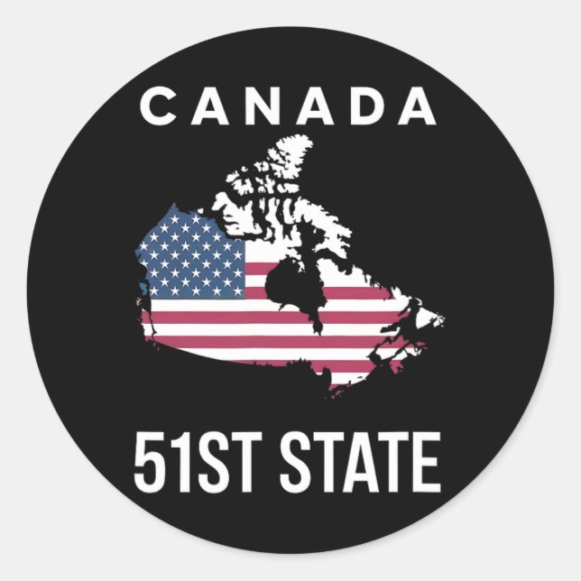 Us Flag Map Canada 51st State  Classic Round Sticker (Front)