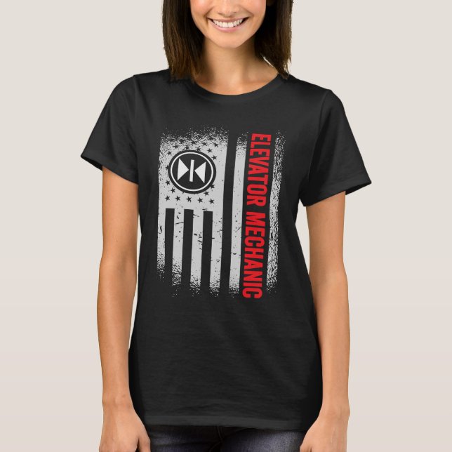 US Flag Mechanic For Elevator T-Shirt (Front)