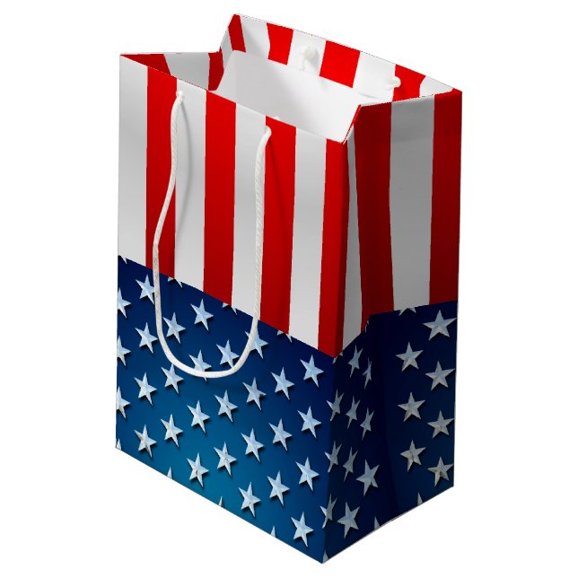 US Flag Medium Gift Bag (Back Angled)