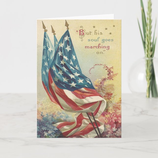 US Flag Memorial Day Flower Card (Front)