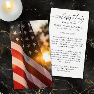 US Flag Memorial Sympathy Funeral Prayer Card