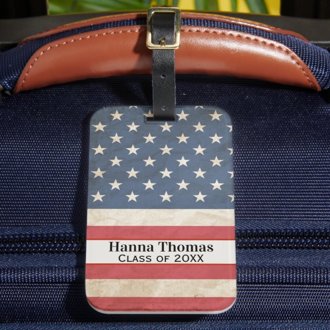 US Flag Military Patriotic Graduation Party  Luggage Tag (Front Insitu 2)