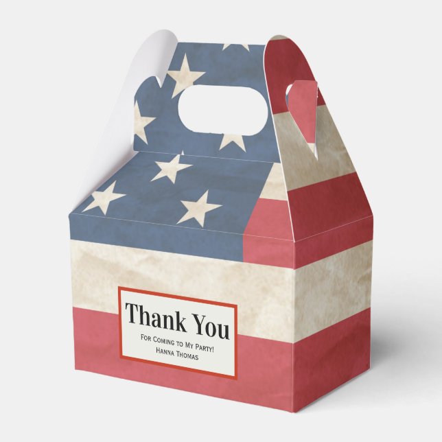 US Flag Military Patriotic Graduation Thank You Favour Box (Front Side)