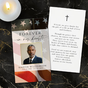 US Flag Military Photo Cross Memorial Prayer Card