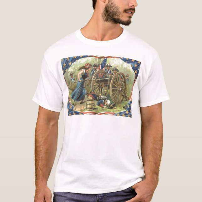 US Flag Molly Pitcher Cannon T-Shirt (Front)