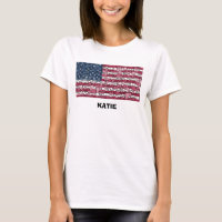 US Flag Mosaic Design (Black Text) Women's T-Shirt