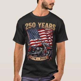 Us Flag Motorcycle Biker 250 Years 1776-2026 4Th T-Shirt