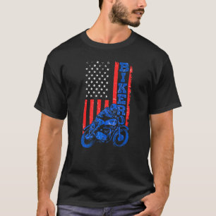 Us Flag Motorcycle Biker Biking Motorcycling sport T-Shirt