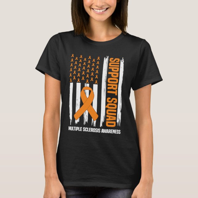US Flag Multiple Sclerosis MS Awareness Supporter T-Shirt (Front)