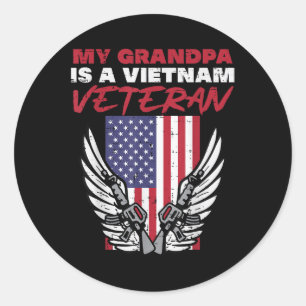 Us Flag My Grandpa Vietnam Veteran Memorial Day Pa Classic Round Sticker