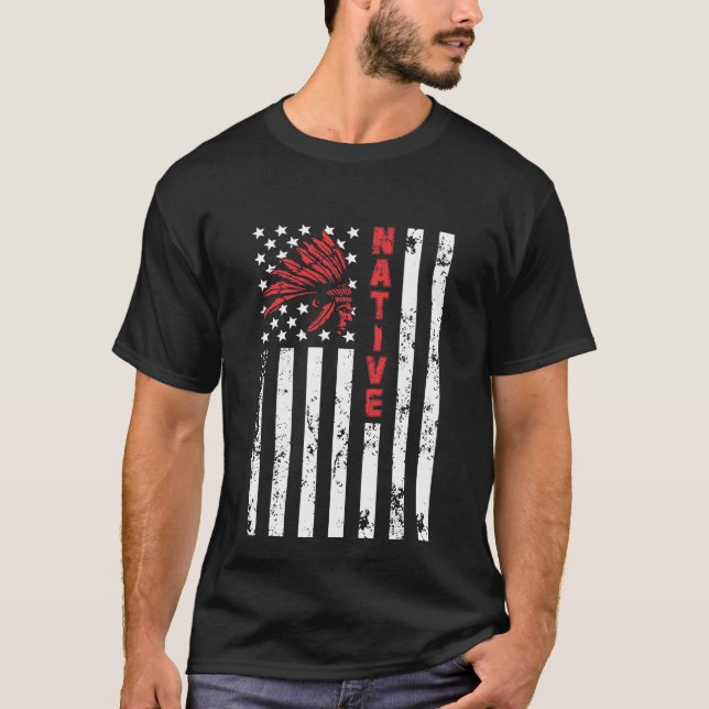 US Flag Native American Day Shirt Awesome Tee T Sh (Front)