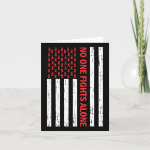 Us Flag No Body Fights Alone Red Ribbon Awareness Card
