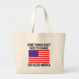 US Flag No Need For Change Large Tote Bag