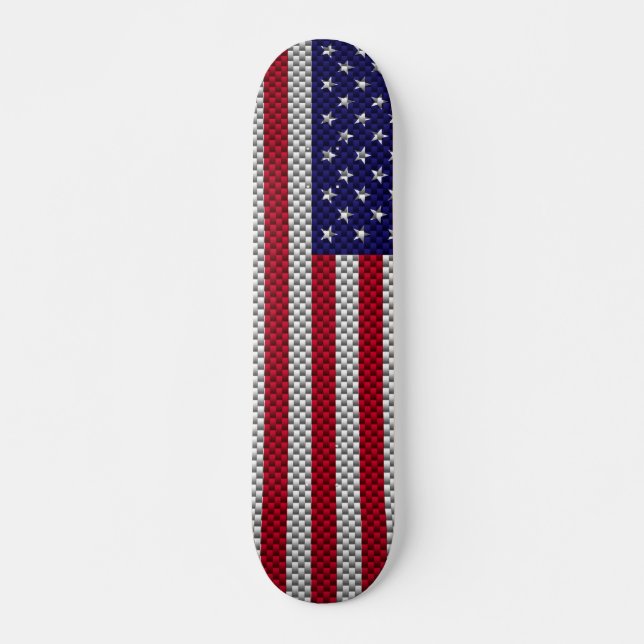 US Flag on Carbon Fibre Like Print Skateboard (Front)
