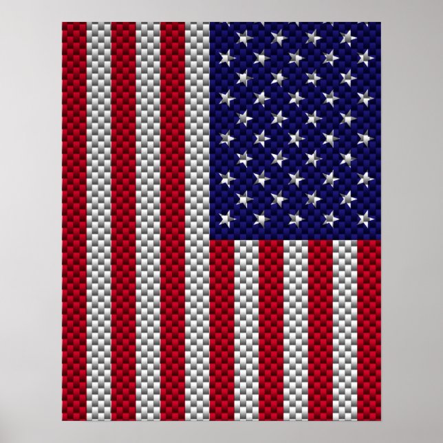 US Flag on Carbon Fibre Style Decor (Front)