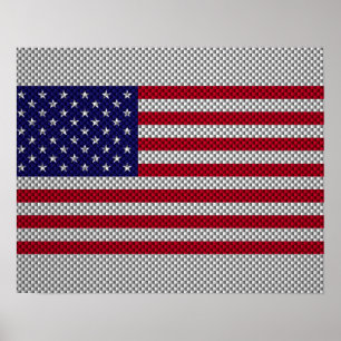 US Flag on Carbon Fibre Style Decor