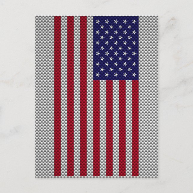 US Flag on Carbon Fibre Style Decor Postcard (Front)