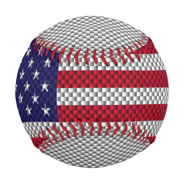 US Flag on Carbon Fibre Style Print Baseball (Back)