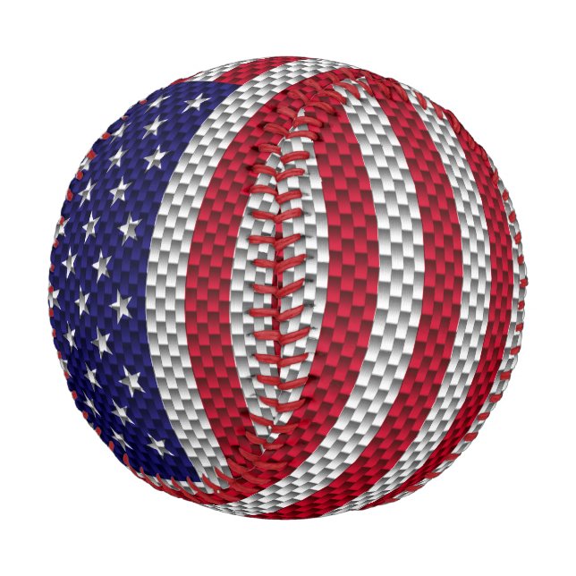 US Flag on Carbon Fibre Style Print Baseball (Angled)