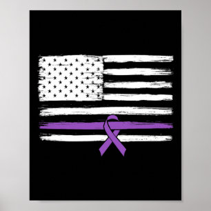 Us Flag Pancreatic Cancer Awareness  Poster