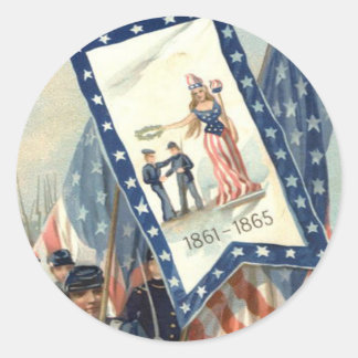 US Flag Parade March Civil War Lady Liberty Classic Round Sticker