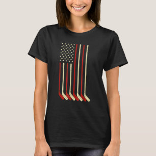 US Flag Patriotic American Hockey Player Ice Hocke T-Shirt