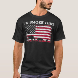 US Flag Patriotic Barbecue Id Smoke That Grilling  T-Shirt
