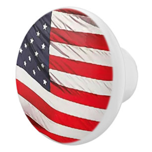 US Flag Patriotic Ceramic Knob
