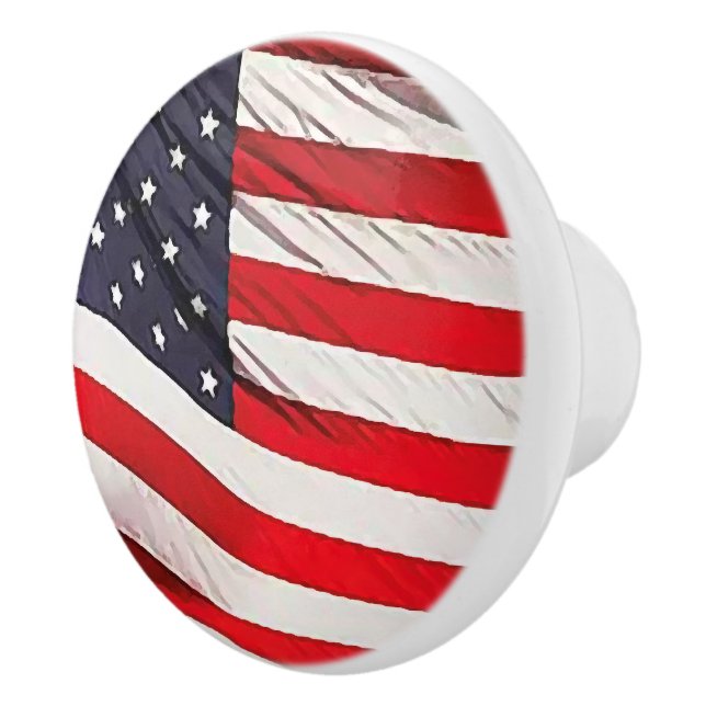 US Flag Patriotic  Ceramic Knob (Right)