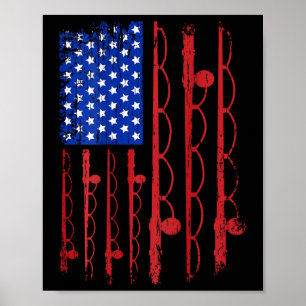 Us Flag Patriotic Fishing Gifts 4th Of July Design Poster